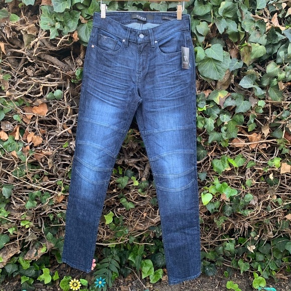 GUESS Mens Washed out Blue Slim Tapered Jeans Size 29